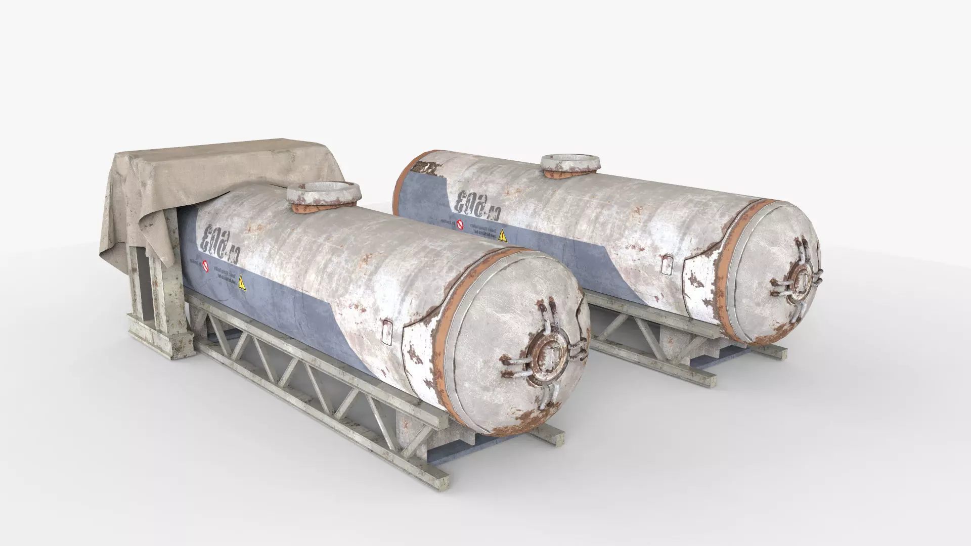 Old Gas Tank Low-poly 3D model_0