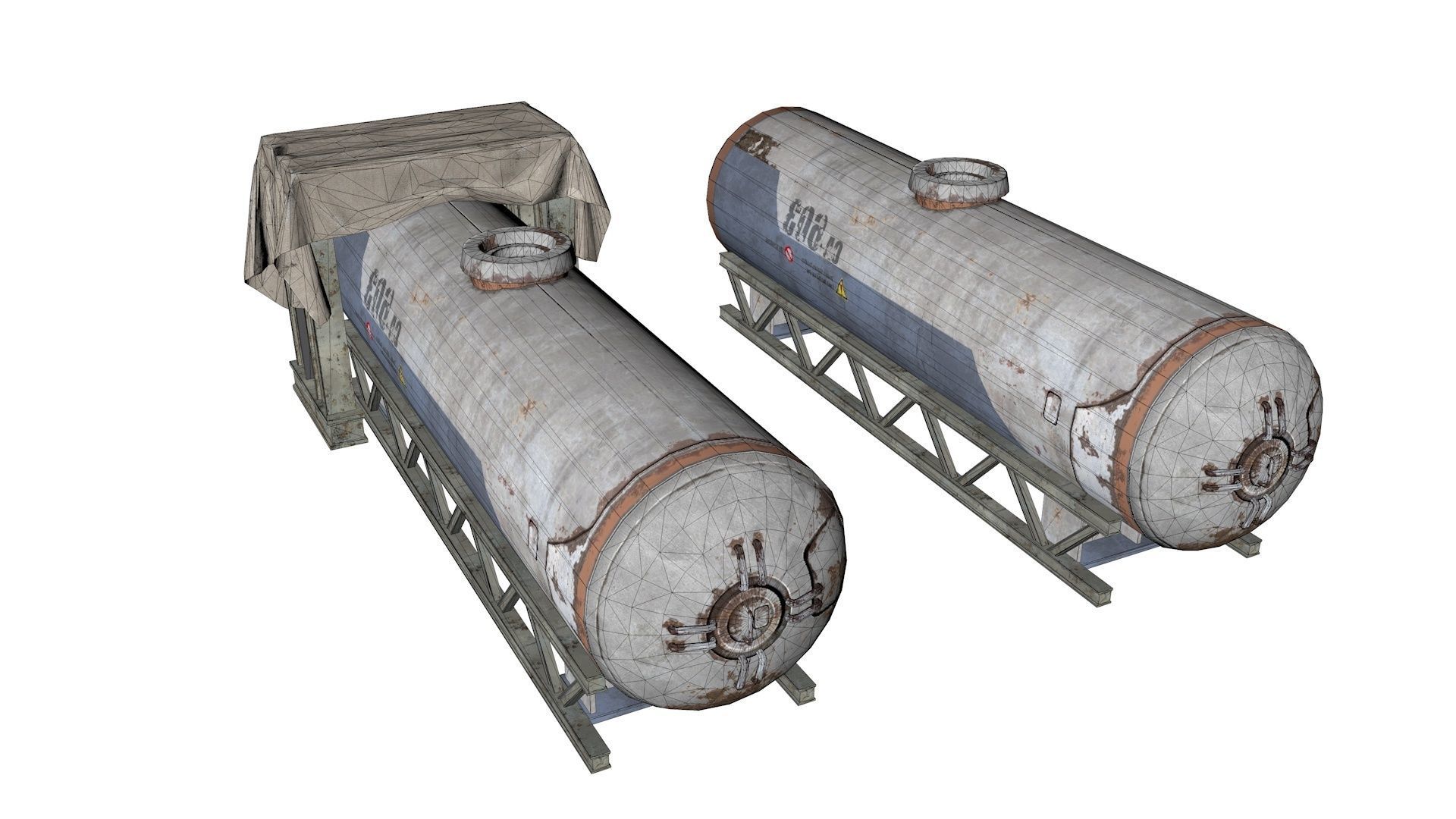 Old Gas Tank Low-poly 3D model_7