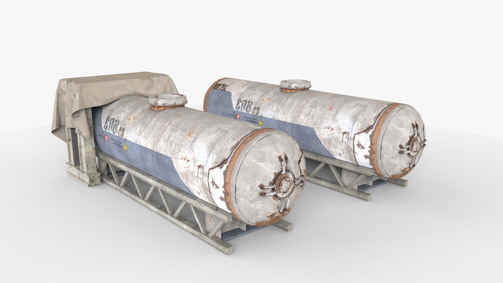 Old Gas Tank Low-poly 3D model_9