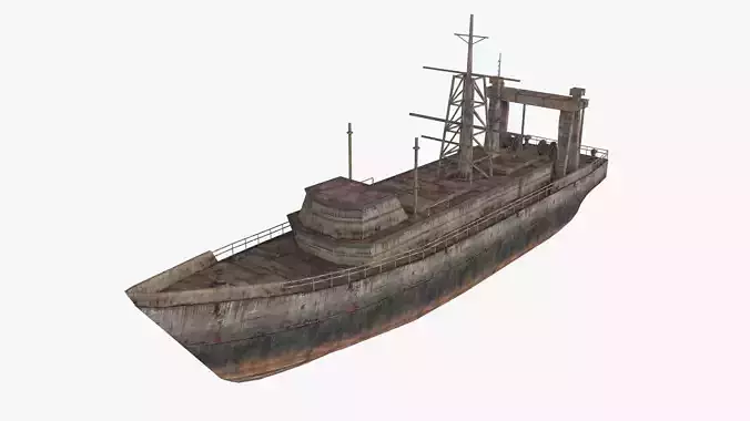 Abandoned Rusted Ship Low-poly 3D model