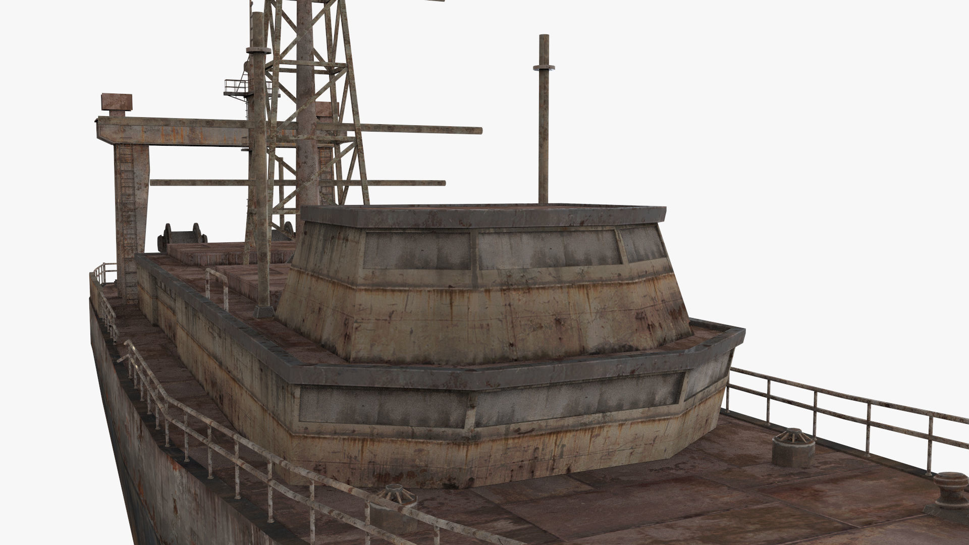 Abandoned Rusted Ship Low-poly 3D model_19