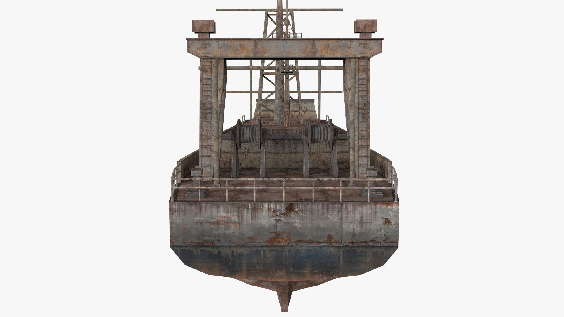 Abandoned Rusted Ship Low-poly 3D model_3