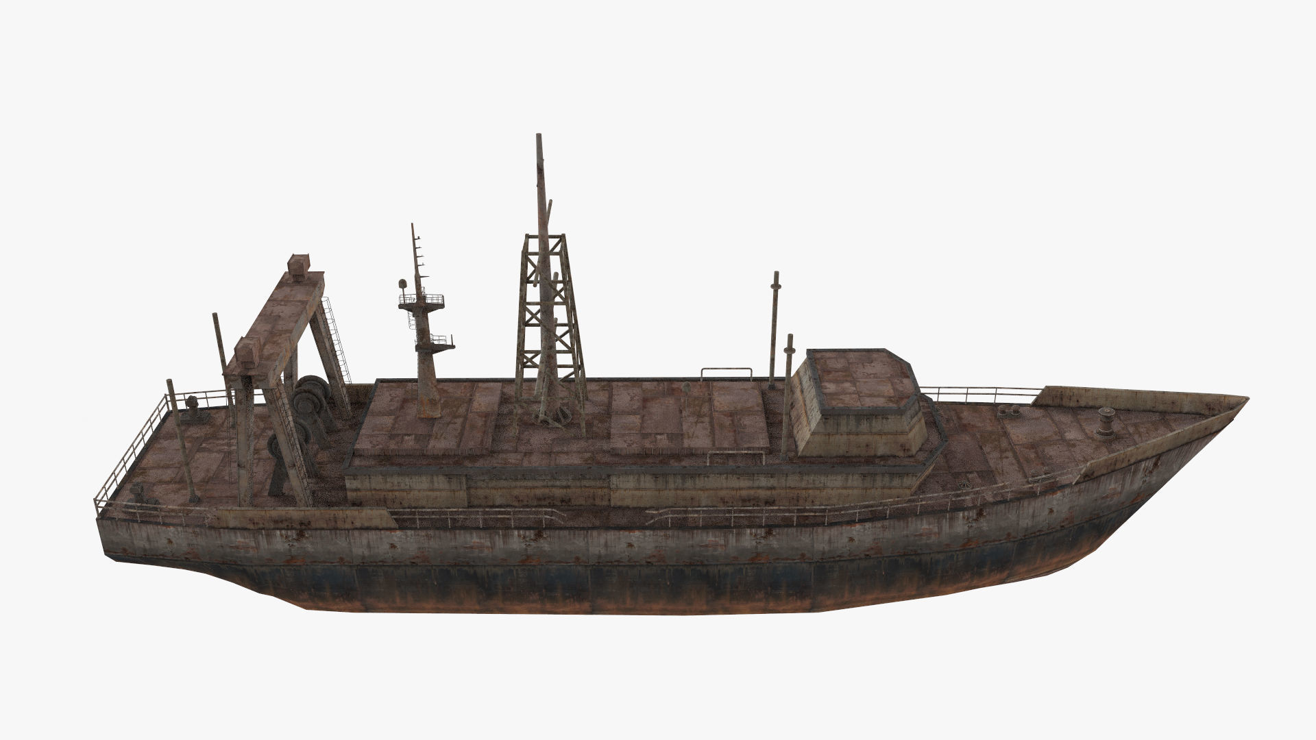 Abandoned Rusted Ship Low-poly 3D model_16