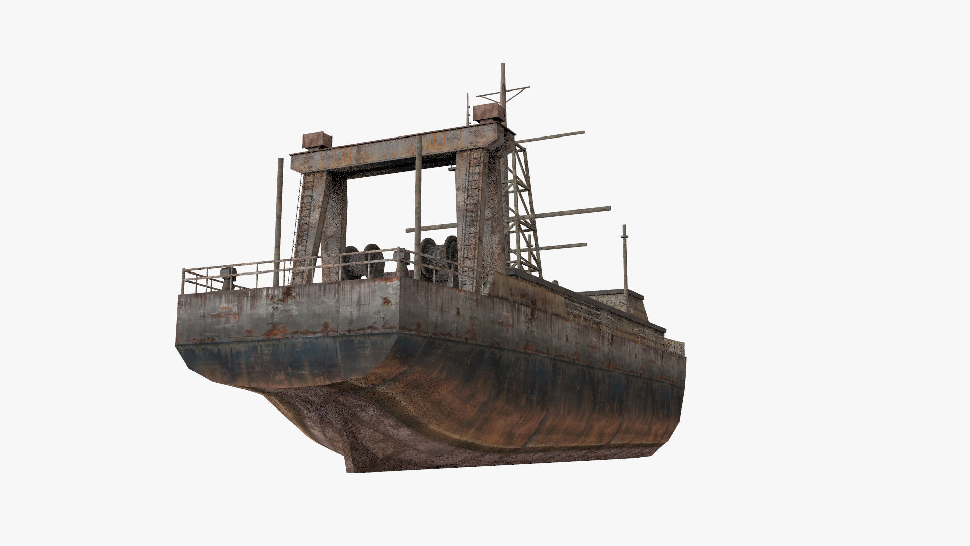 Abandoned Rusted Ship Low-poly 3D model_4