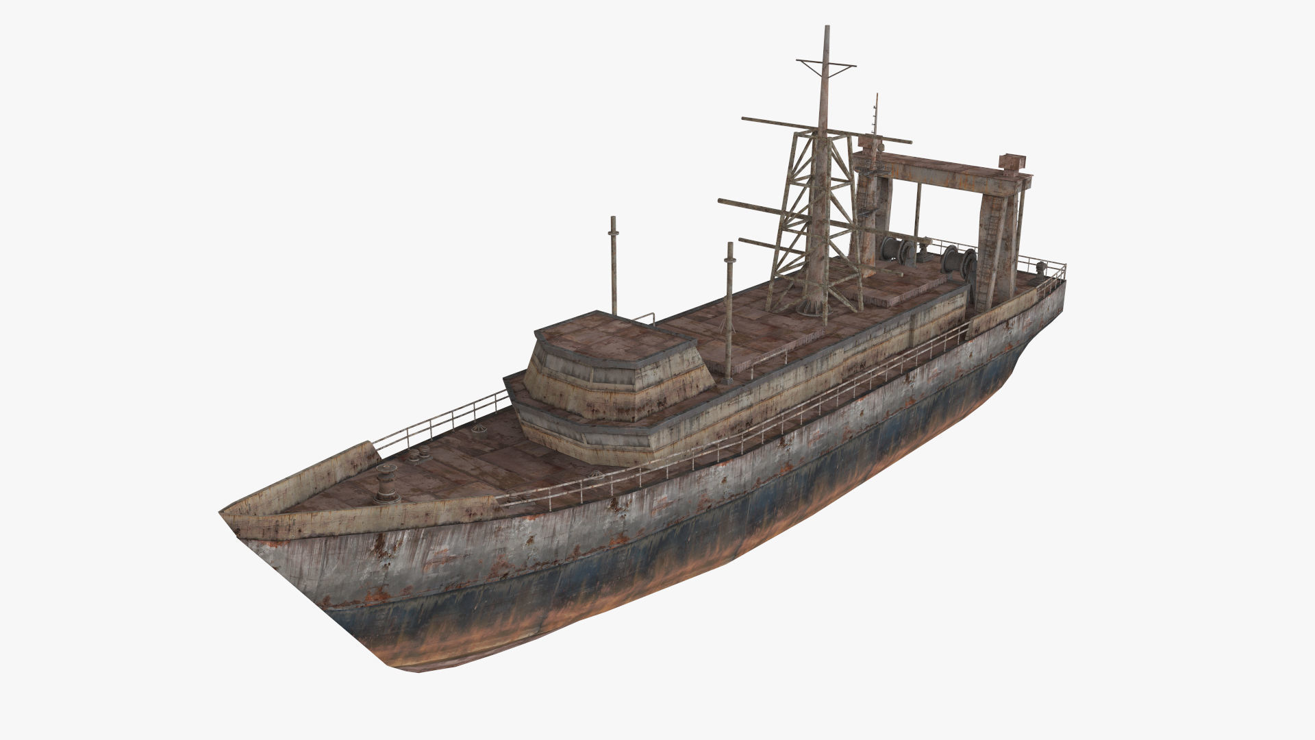 Abandoned Rusted Ship Low-poly 3D model_17