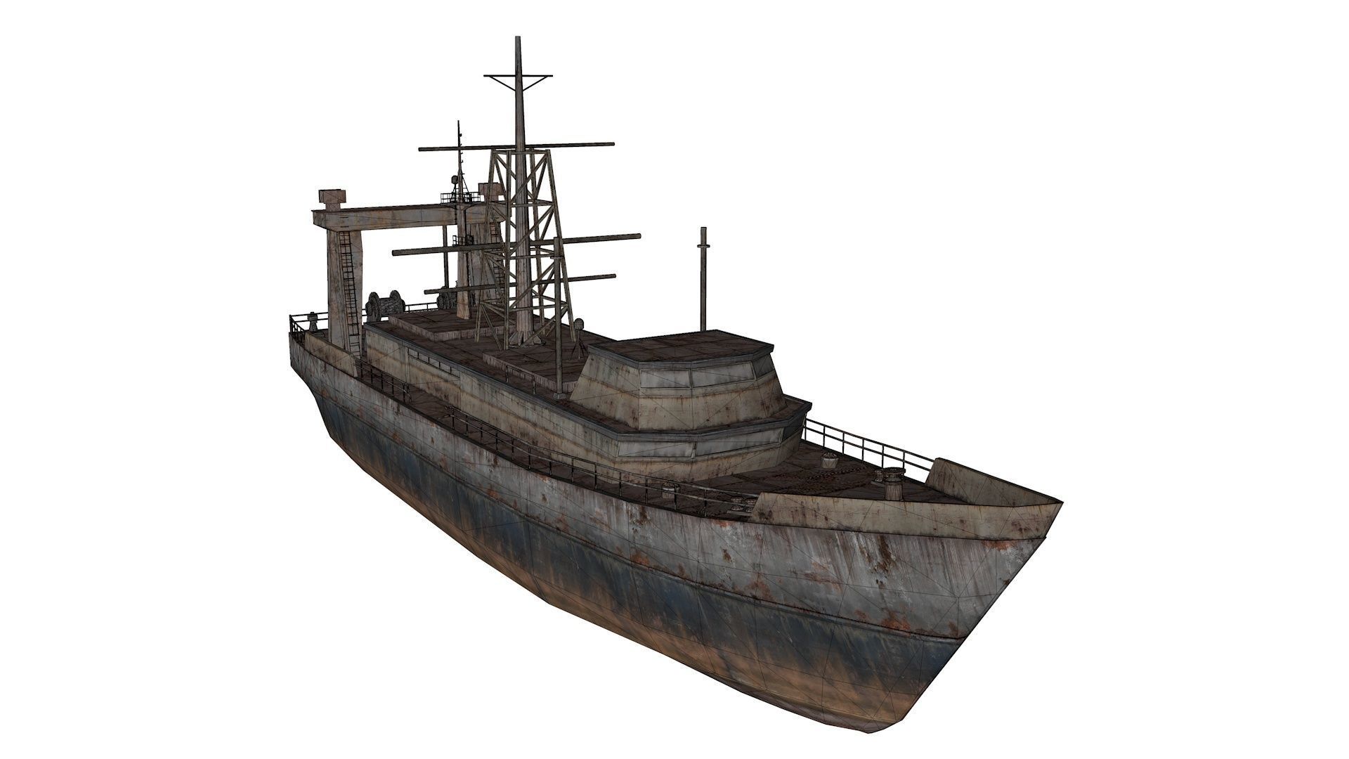 Abandoned Rusted Ship Low-poly 3D model_8