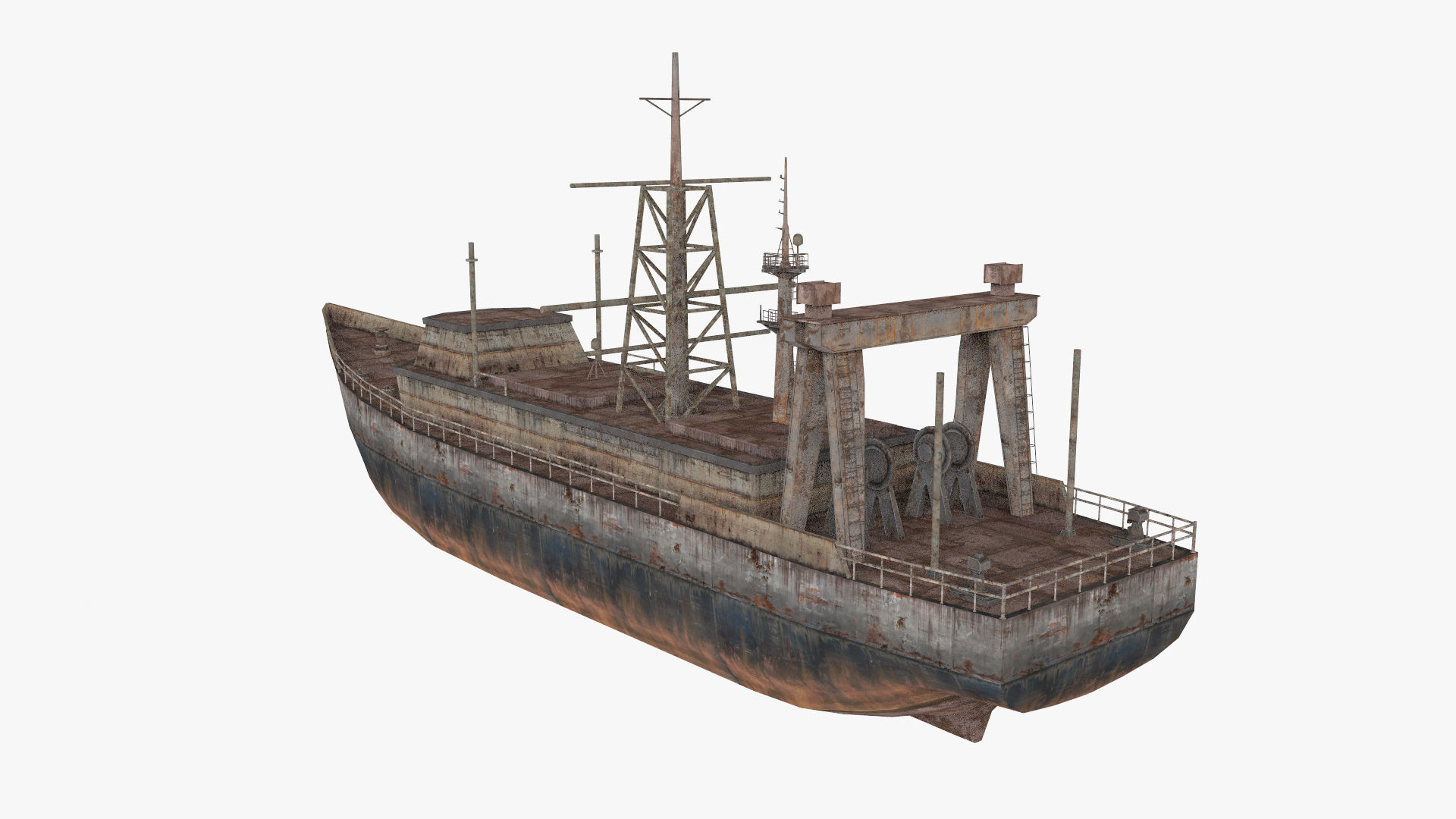 Abandoned Rusted Ship Low-poly 3D model_2