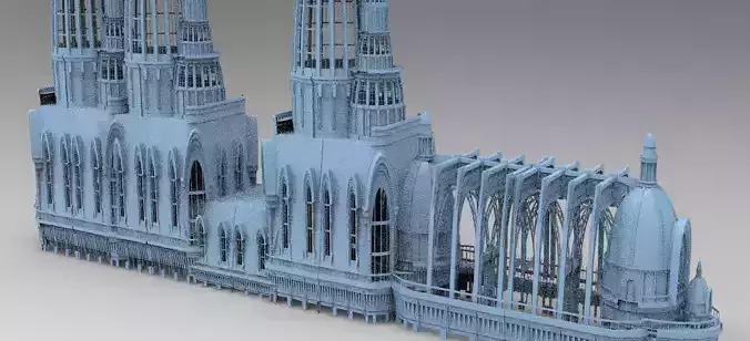 Steam punk Stone Dragon lineage cathedral walkway Kit bash