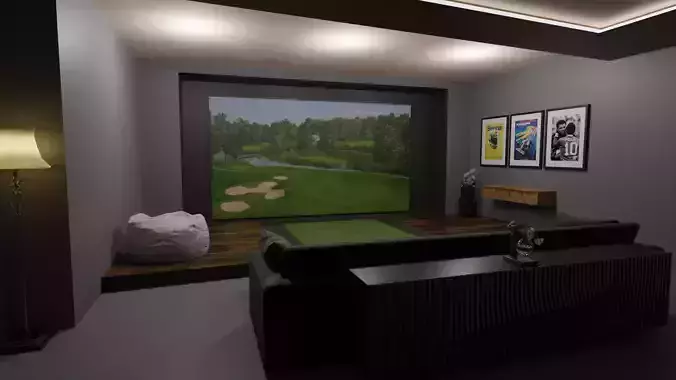 Golf Simulator Theater Room 3D model