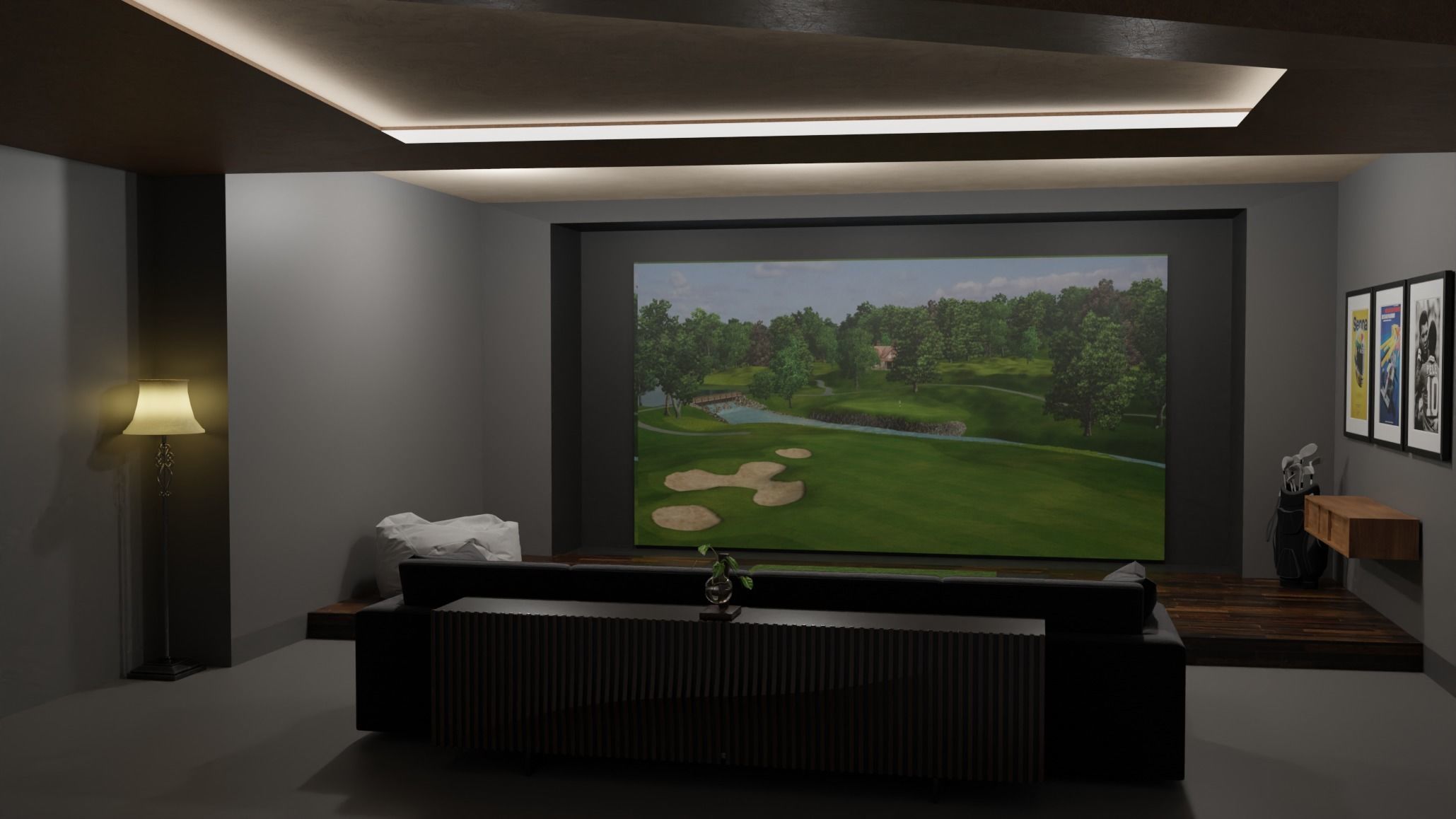 Golf Simulator Theater Room 3D model_2