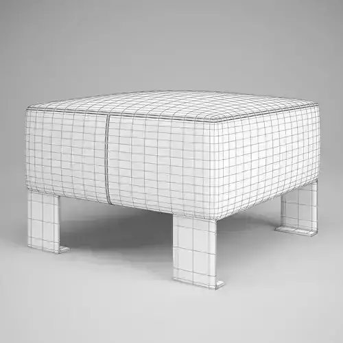 White Leather Pouf 05