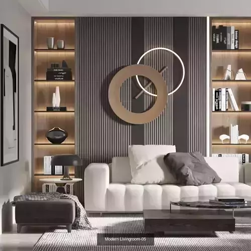 Modern Livingroom-Bedroom Scene 10 Full Pack 3D Model Collection
