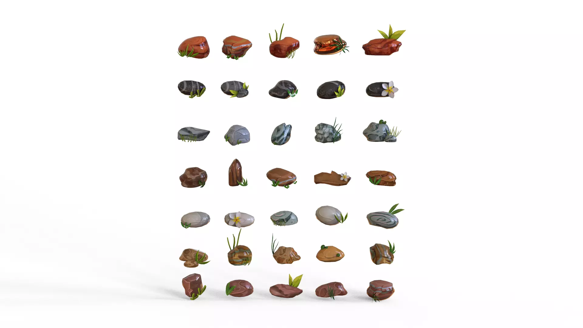 Stone colorful collections Free low-poly 3D model