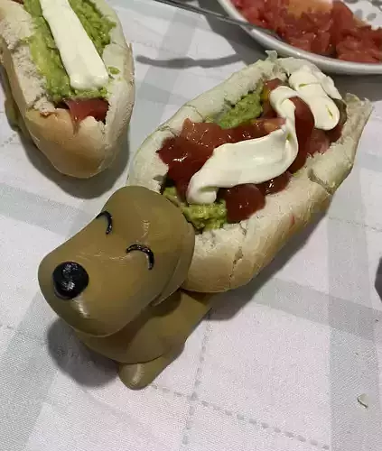 PERRO SALCHICHA PORTA COMPLETO DACHSHUND HOT DOG 3D print model