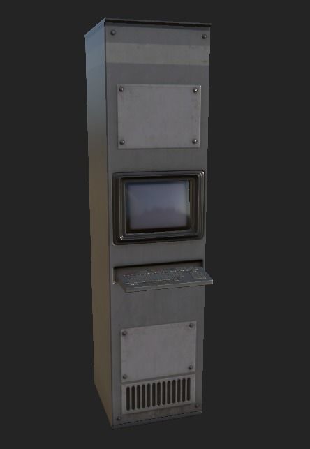 Computer Terminal Low-poly 3D model_2