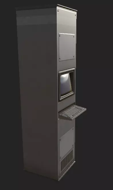 Computer Terminal Low-poly 3D model_0