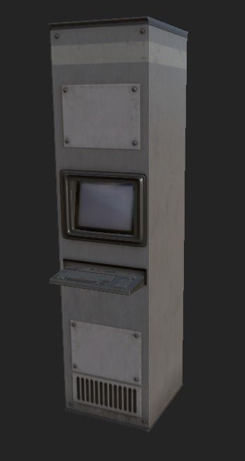 Computer Terminal Low-poly 3D model_3