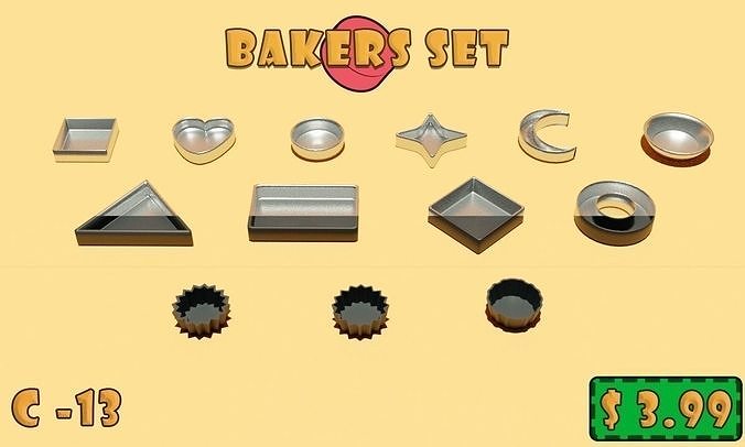 Baking Cups Set Low-poly 3D model