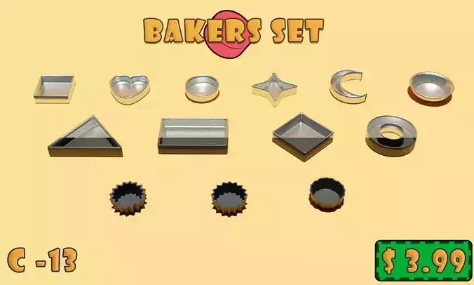 Baking Cups Set Low-poly 3D model