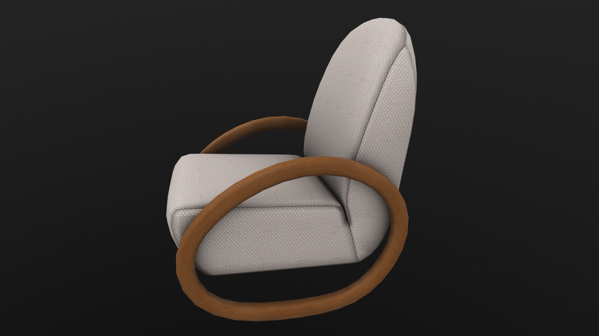 Rocking Chair AR VR PBR Lowpoly with game ready 3d Model Low-poly 3D model_5