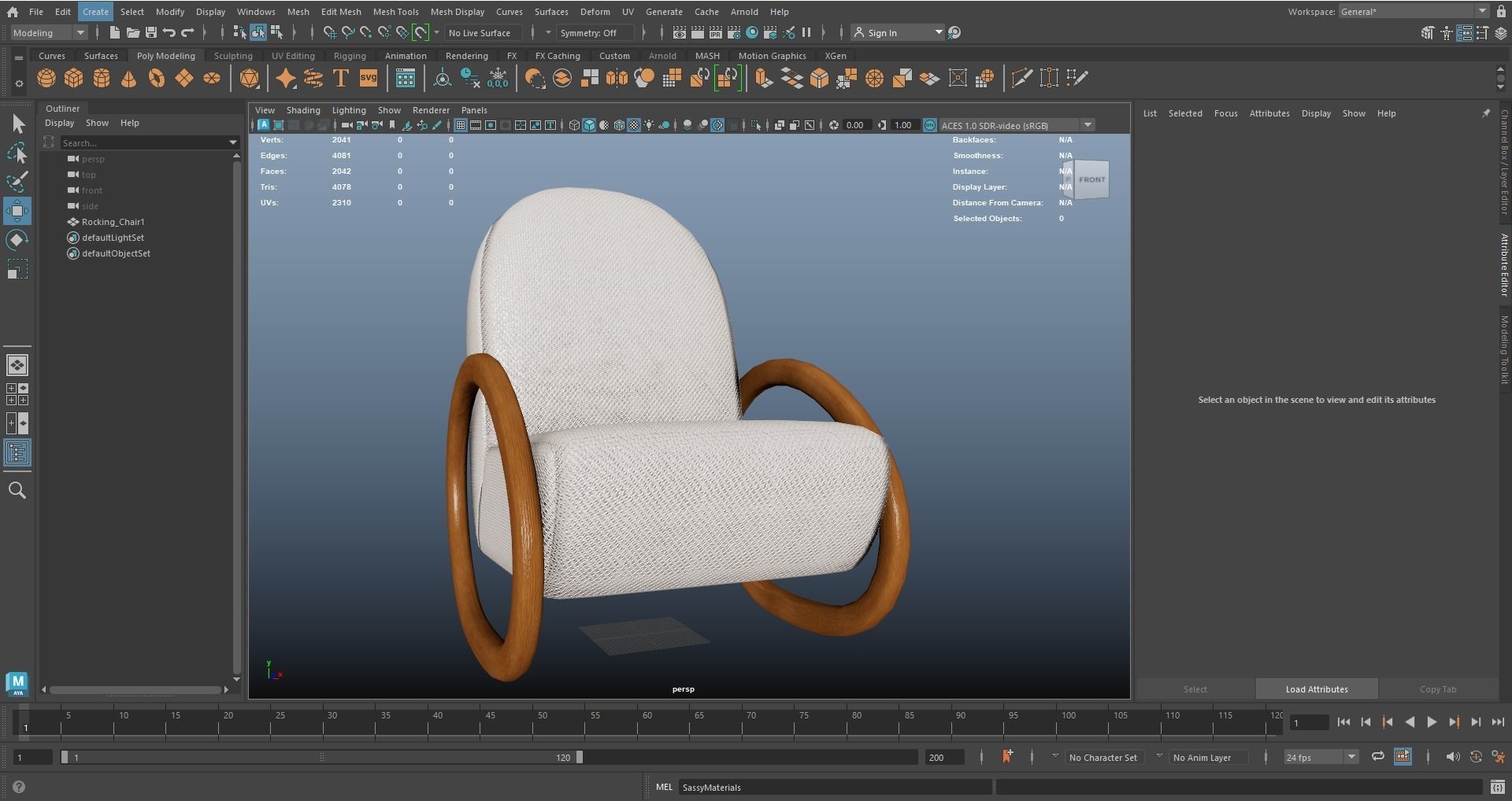 Rocking Chair AR VR PBR Lowpoly with game ready 3d Model Low-poly 3D model_16