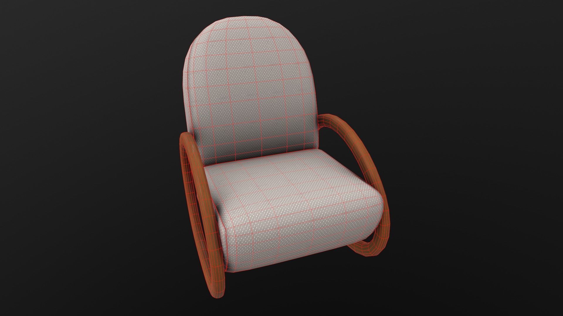 Rocking Chair AR VR PBR Lowpoly with game ready 3d Model Low-poly 3D model_13