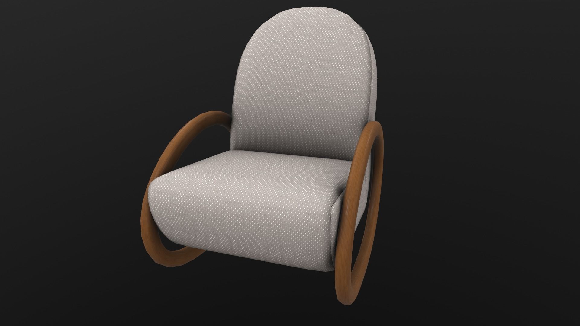Rocking Chair AR VR PBR Lowpoly with game ready 3d Model Low-poly 3D model_3