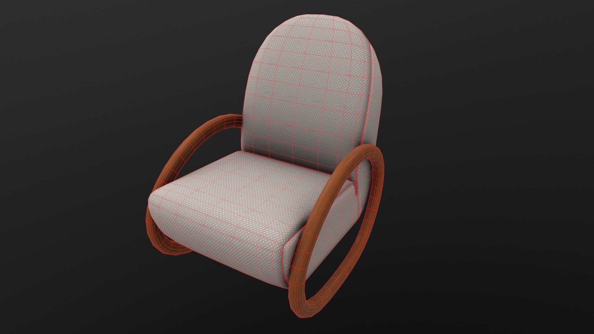Rocking Chair AR VR PBR Lowpoly with game ready 3d Model Low-poly 3D model_14