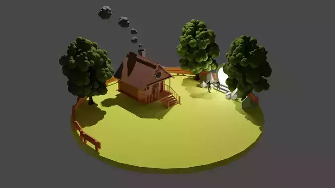 Low Poly Portal Scene