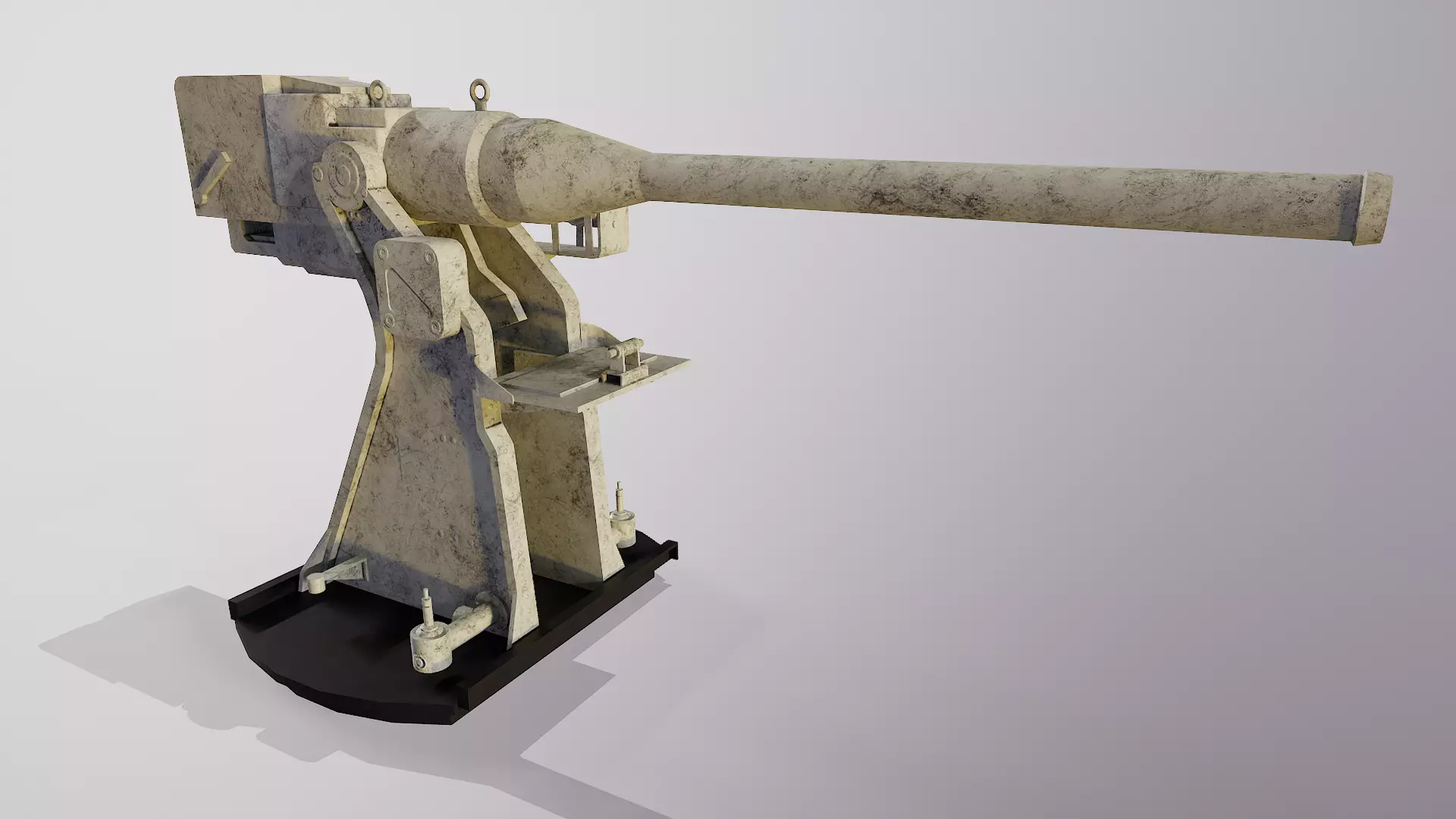 universal deck gun 34-K 76 mm  mod 1935 H Low-poly 3D model_0
