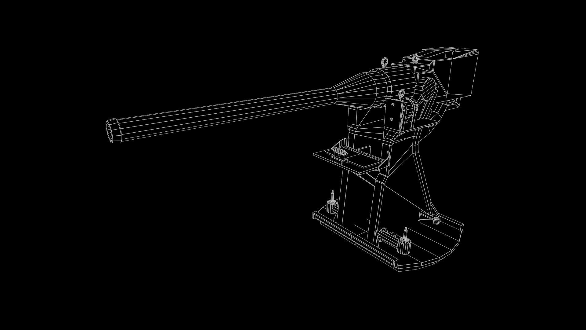 universal deck gun 34-K 76 mm  mod 1935 H Low-poly 3D model_7