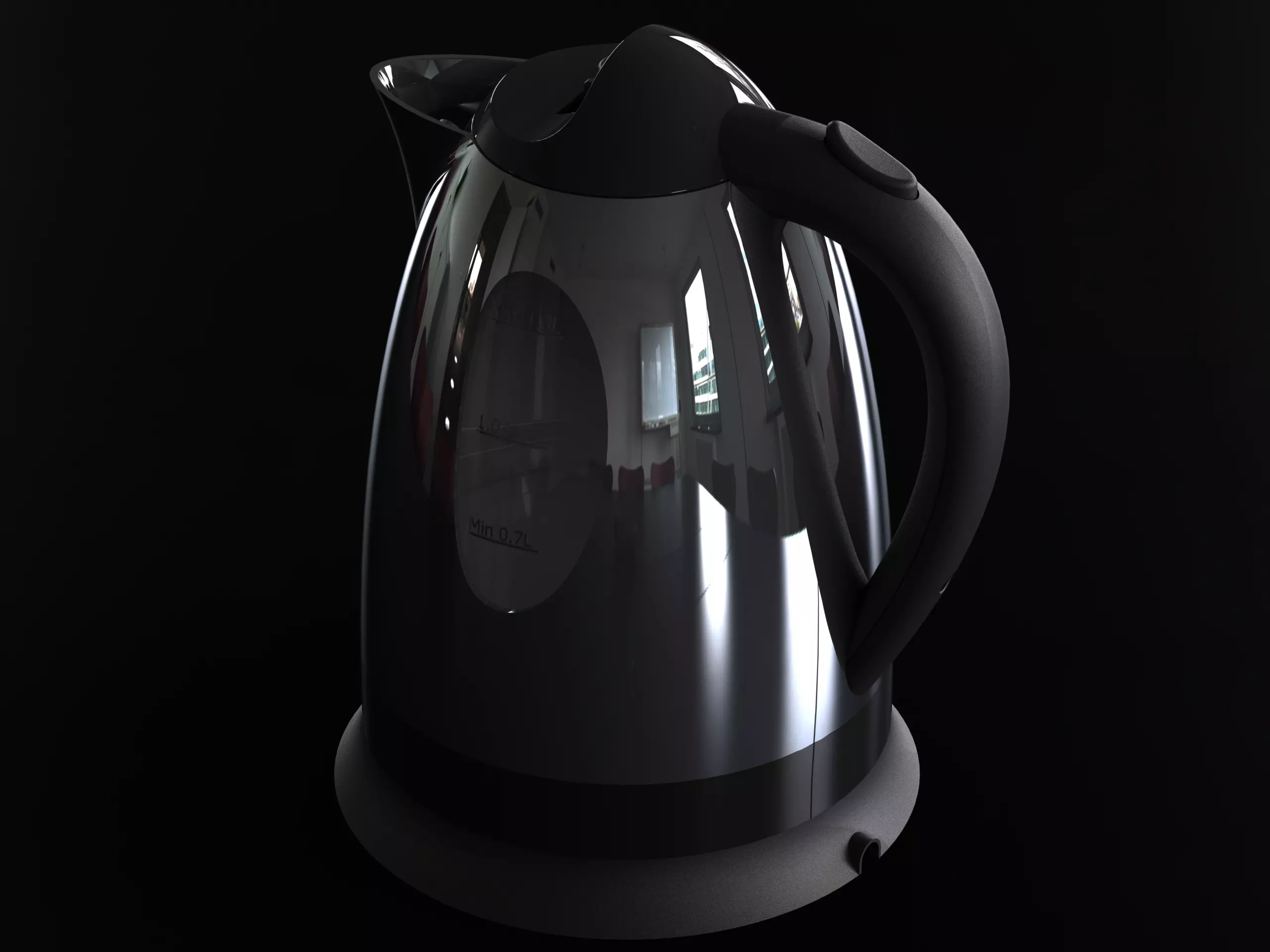 1L Silver Electric Kettle 3D model
