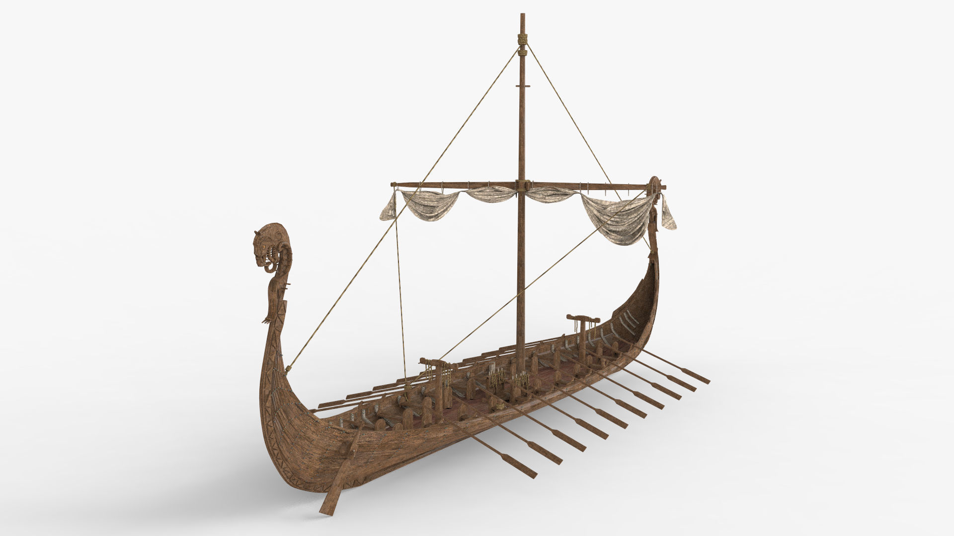 Viking Ship Folded  Low-poly 3D model_2