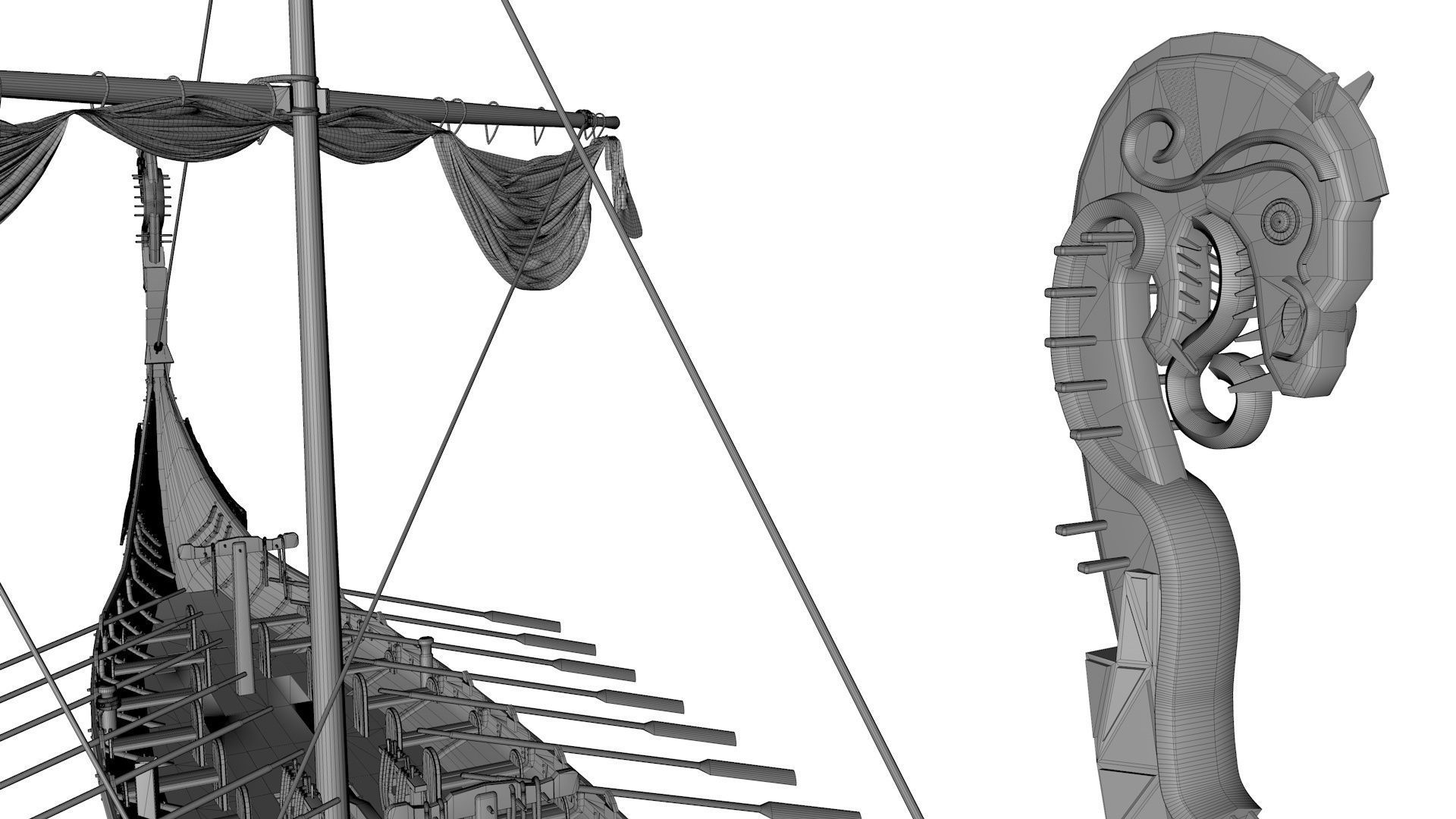 Viking Ship Folded  Low-poly 3D model_12