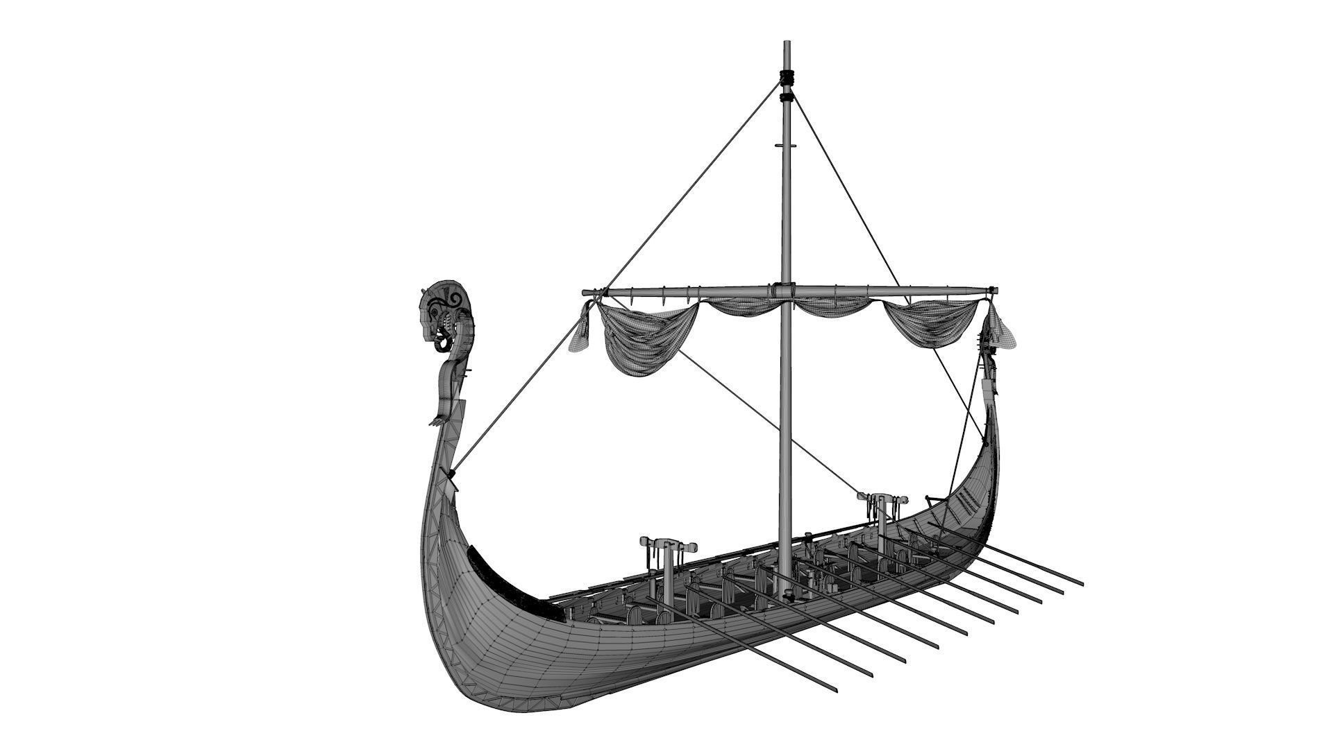 Viking Ship Folded  Low-poly 3D model_10