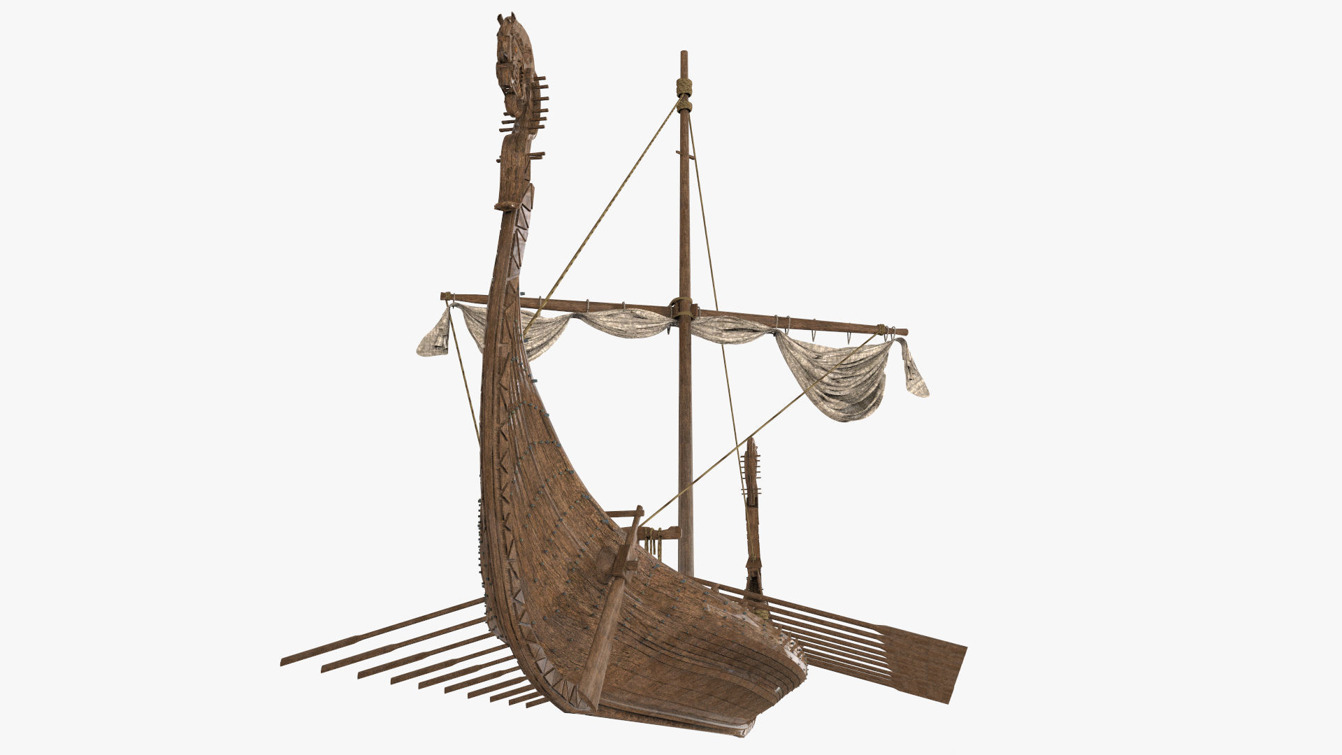 Viking Ship Folded  Low-poly 3D model_18