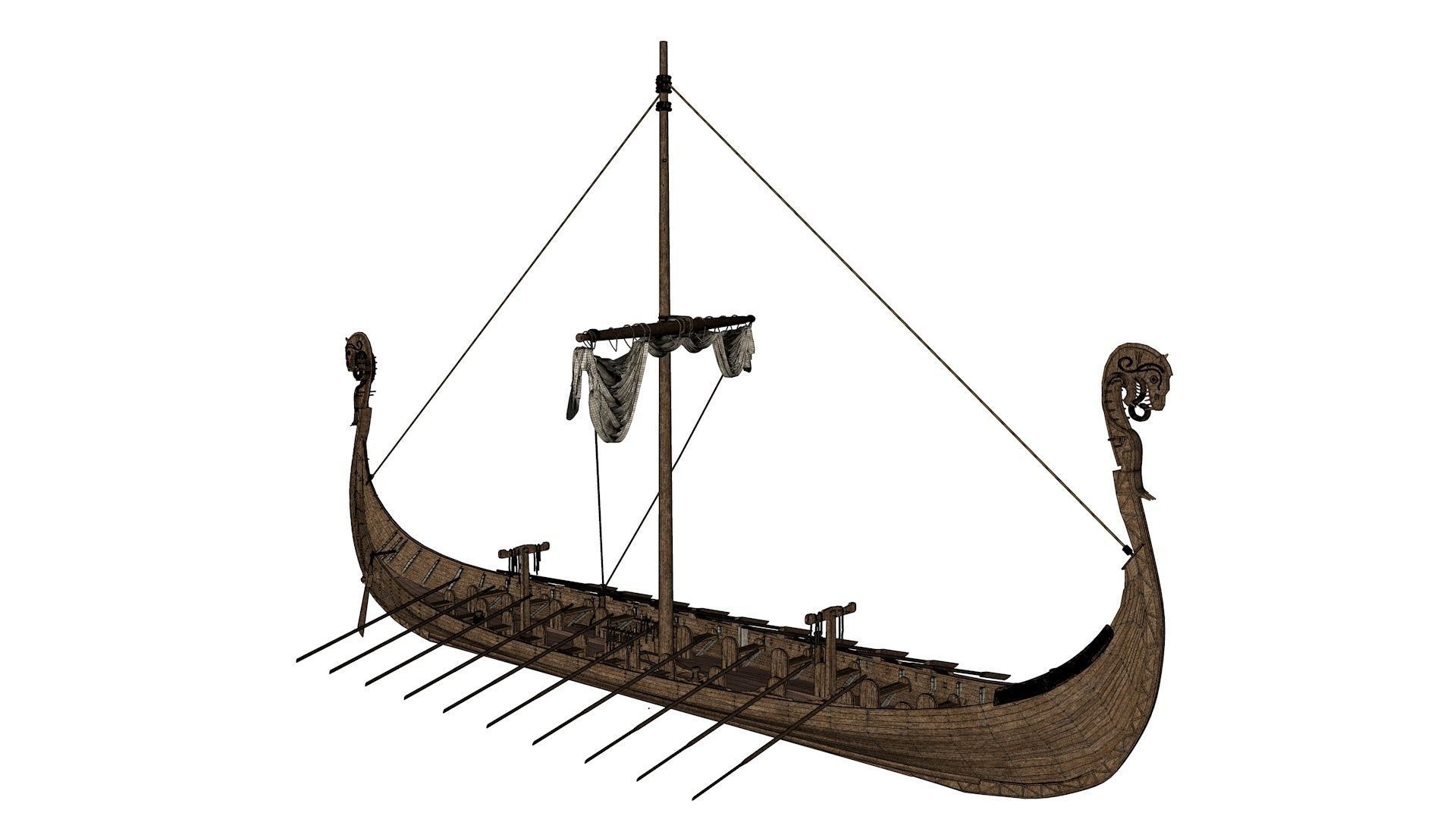 Viking Ship Folded  Low-poly 3D model_9