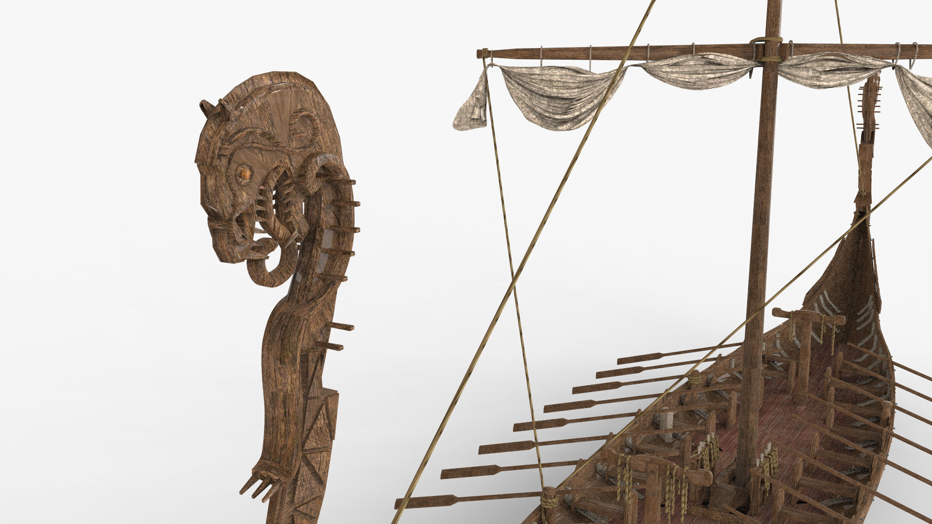 Viking Ship Folded  Low-poly 3D model_6