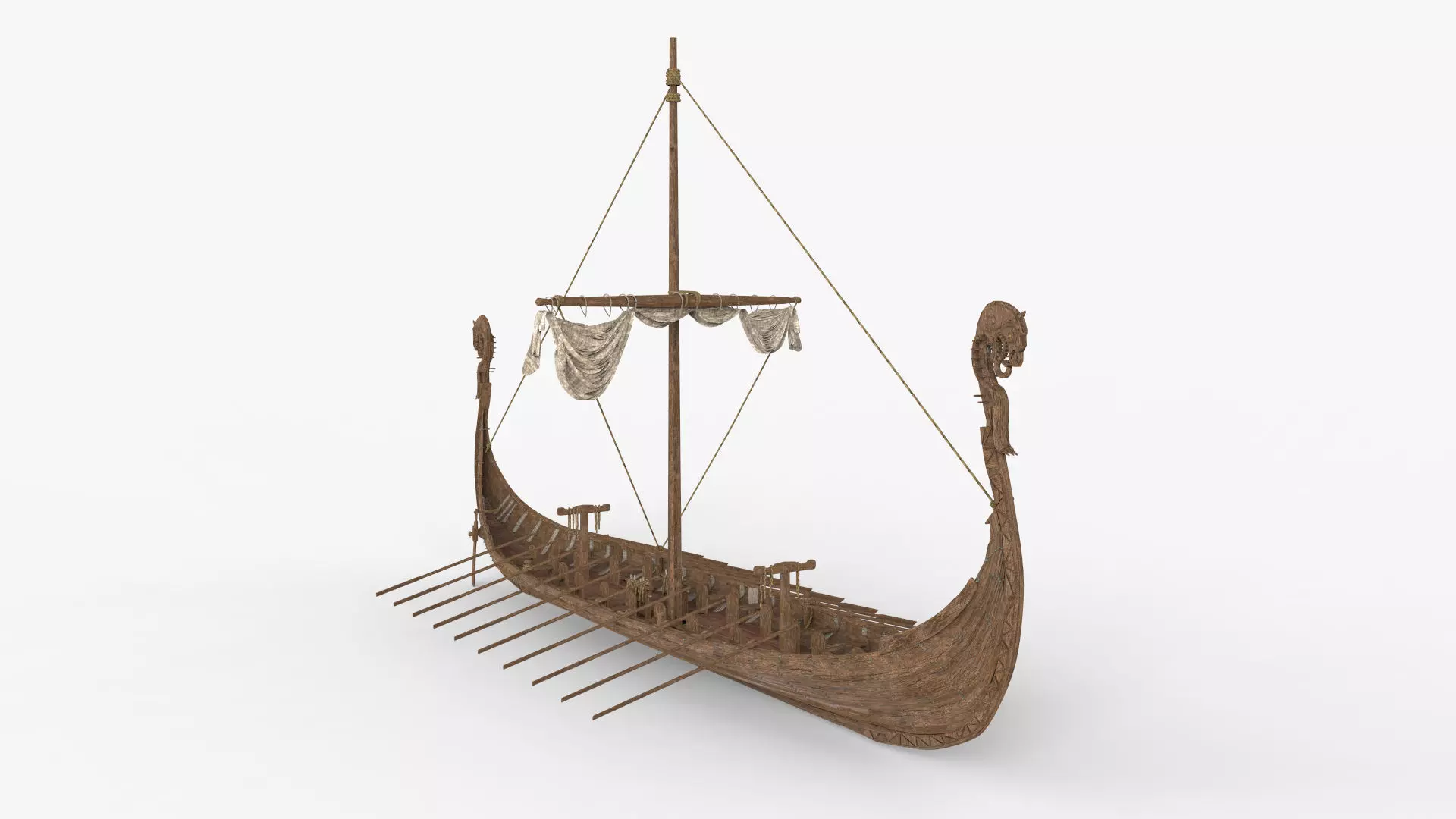 Viking Ship Folded  Low-poly 3D model_0