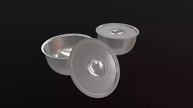 Steel Bowl AR VR PBR  Lowpoly with game ready 3d Model