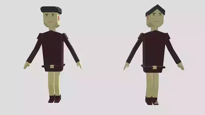 low poly male and female character