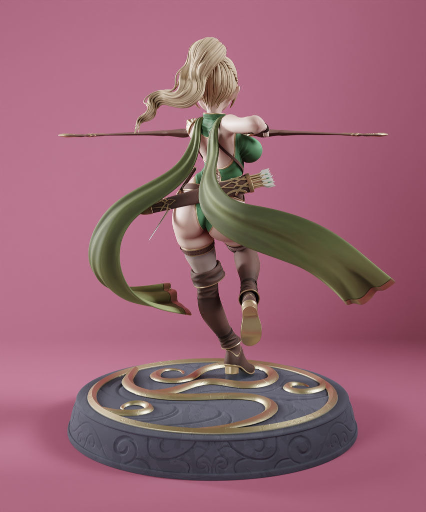 Anime Elf Archer - 3D Print Ready 3D print model_3