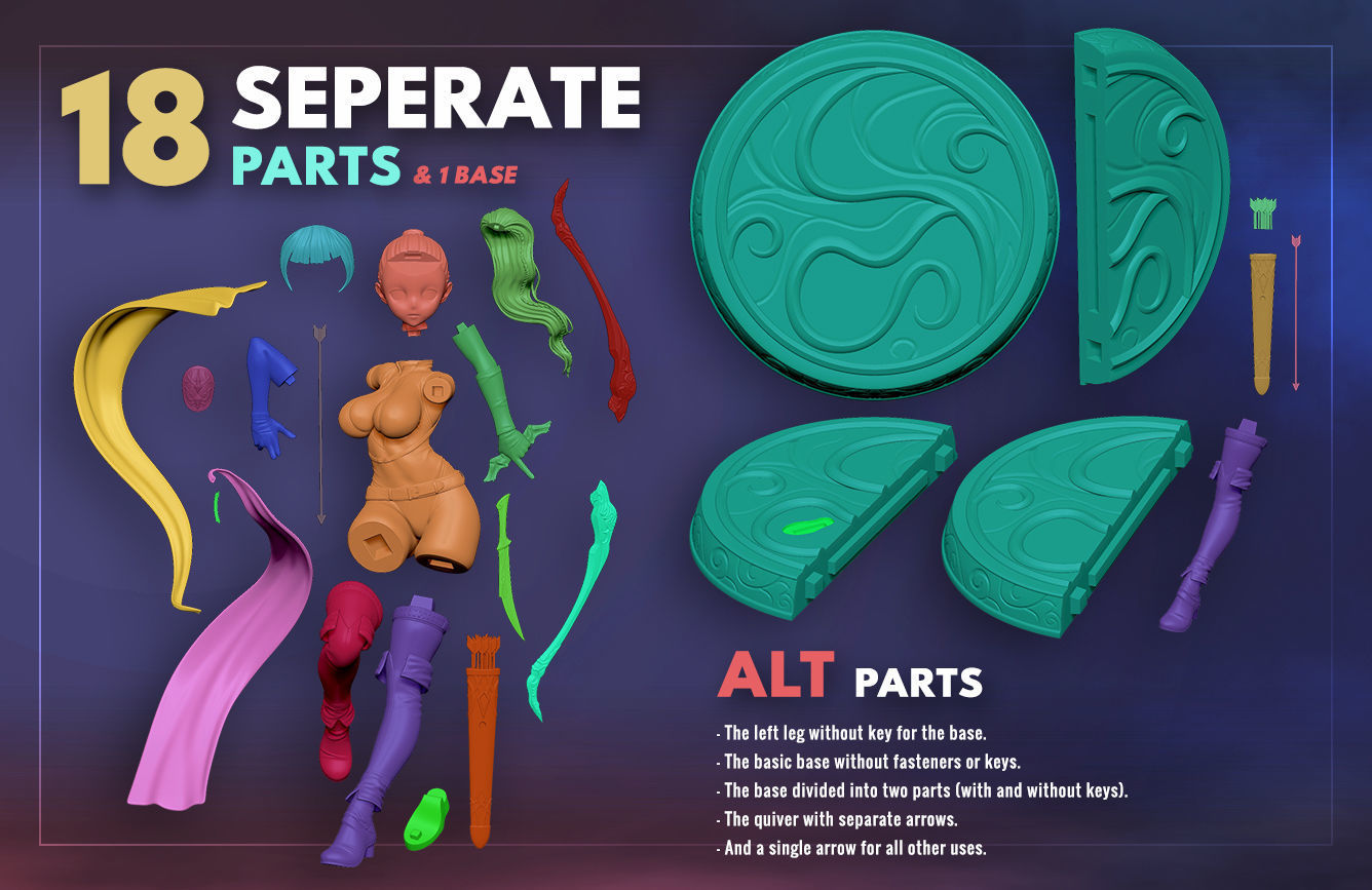 Anime Elf Archer - 3D Print Ready 3D print model_5