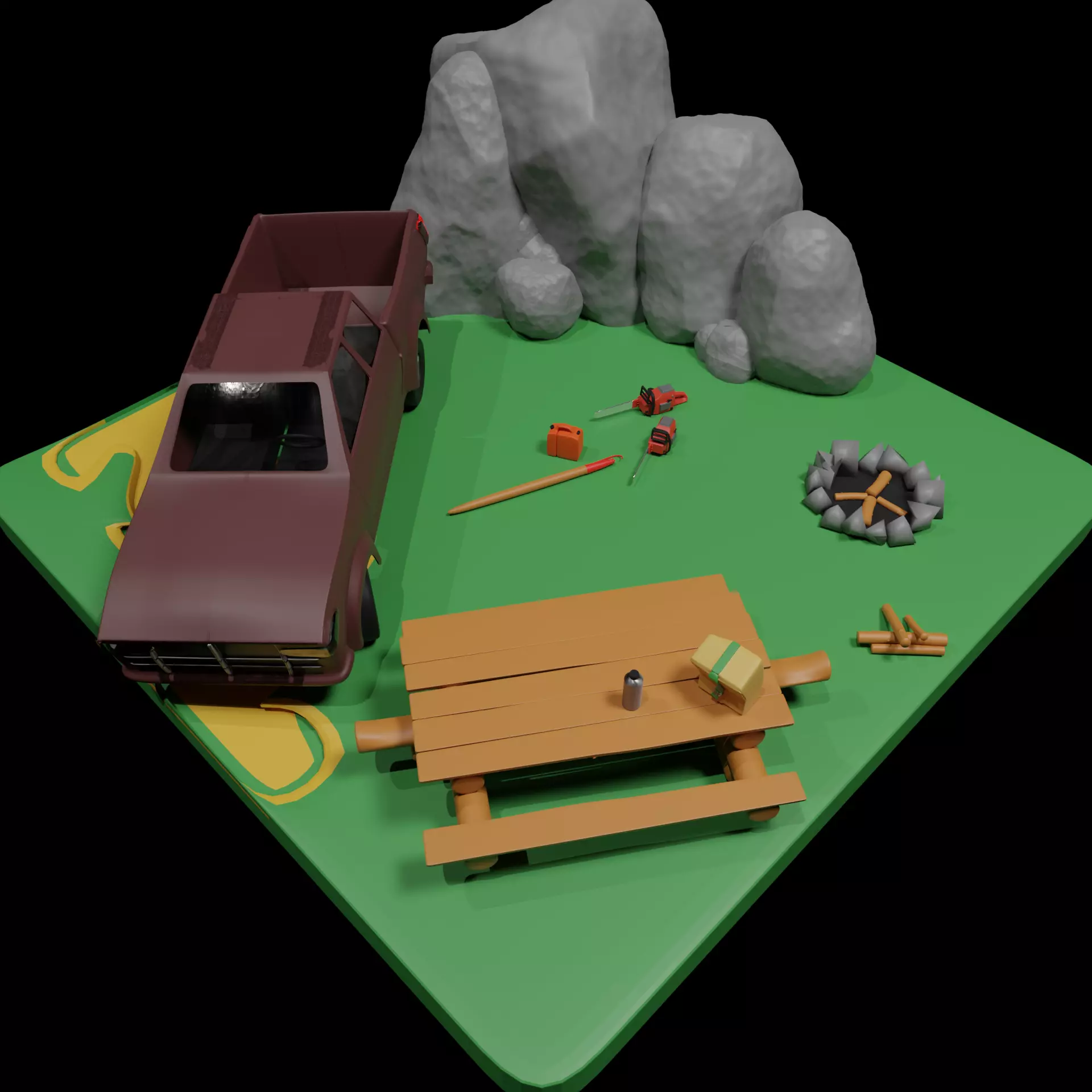 Lumberjack scene Low-poly 3D model