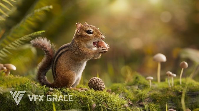 Chipmunk Animation VFX Grace 3D model 2