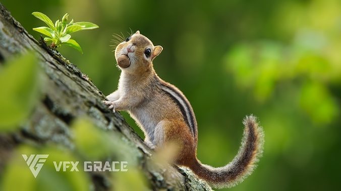 Chipmunk Animation VFX Grace 3D model 4