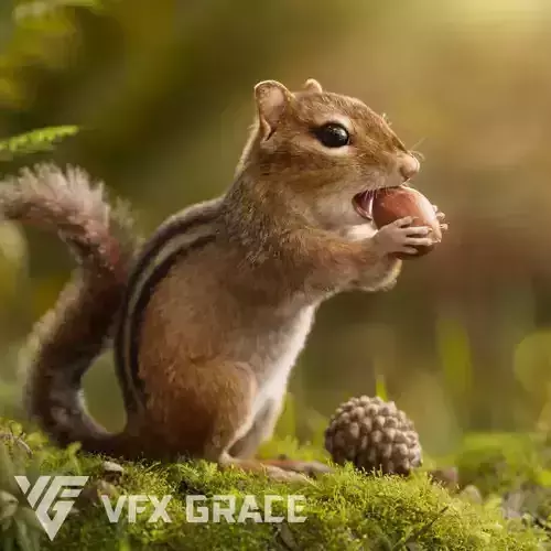 Chipmunk Animation VFX Grace 3D model