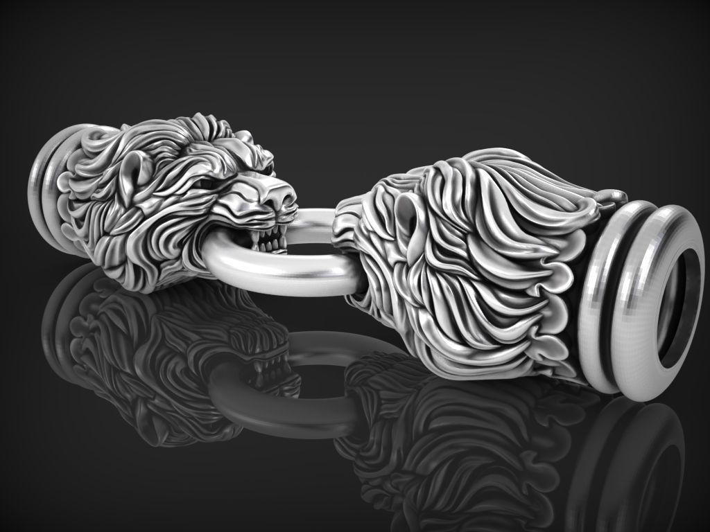Lion Head for Chain Bracelet 3D print model_2