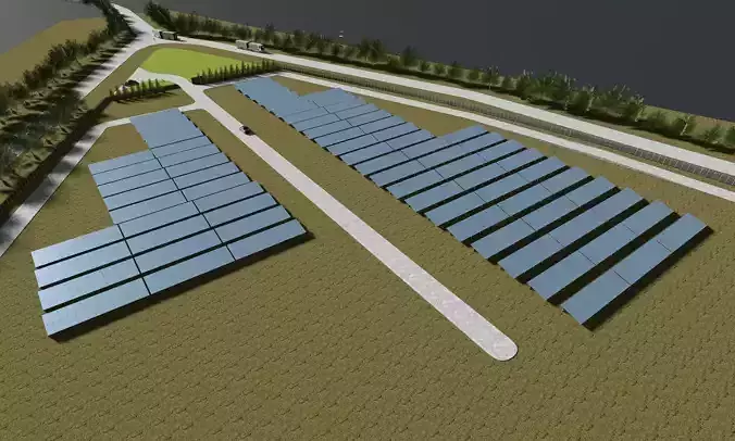 Solar farm layout 3D model