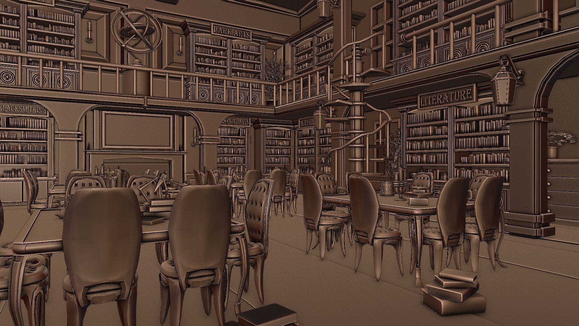 High detail Library 3D model | CGTrader